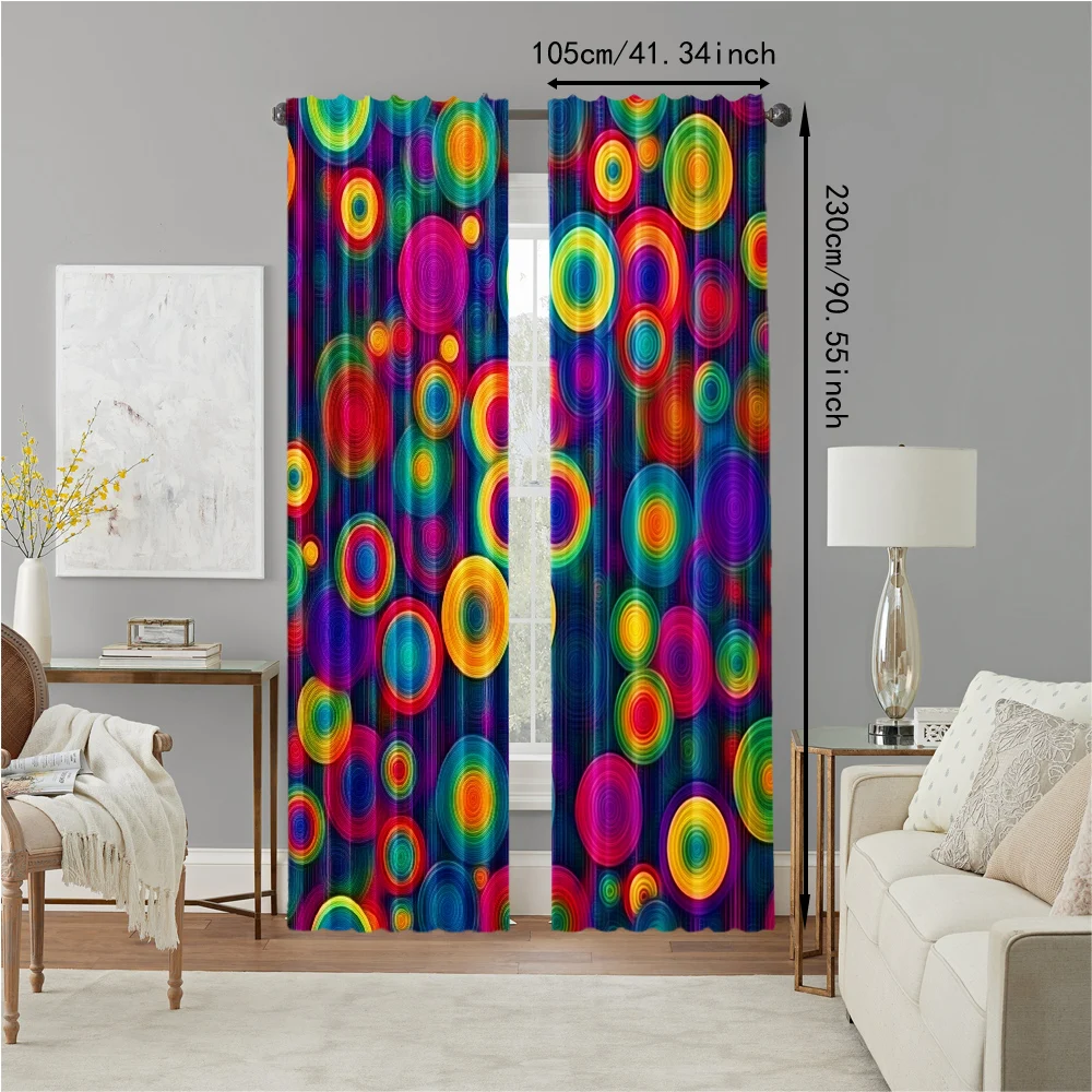 2Pcs Boho Chic Geometric Window Curtain Rod Pocket Polyester Material Drapes For Bedroom And Various Rooms Contemporary Style 4