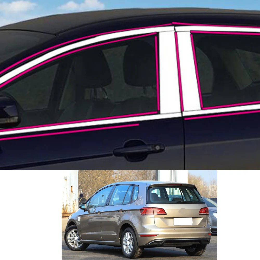 

Автомобильная наклейка для VW Volkswagen Golf Sportsvan 2016 2017 2018 2019 2020 2021, декоративная оконная стойка, средняя полоса, отделка, капоты рамы