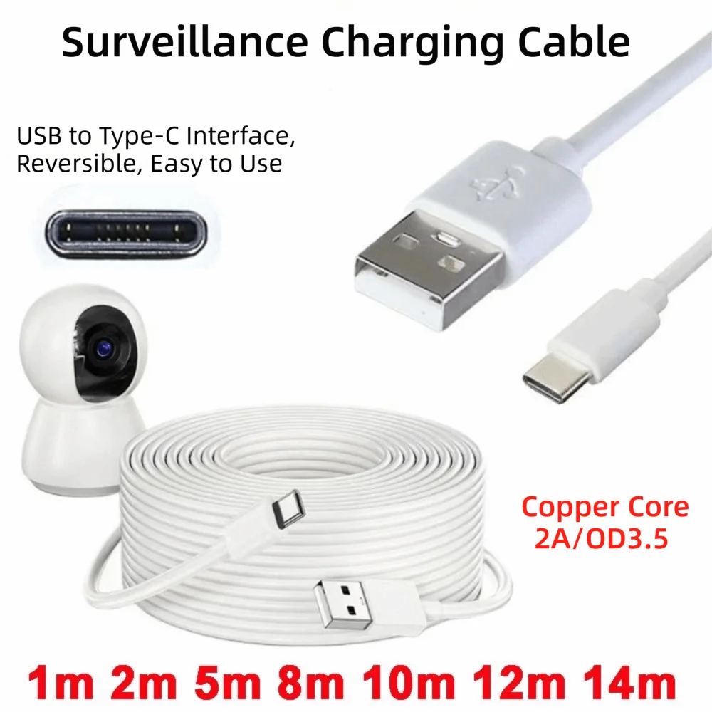 Pure Copper Core USB to Type-C Data and Charging Extension Cable (Various Lengths)