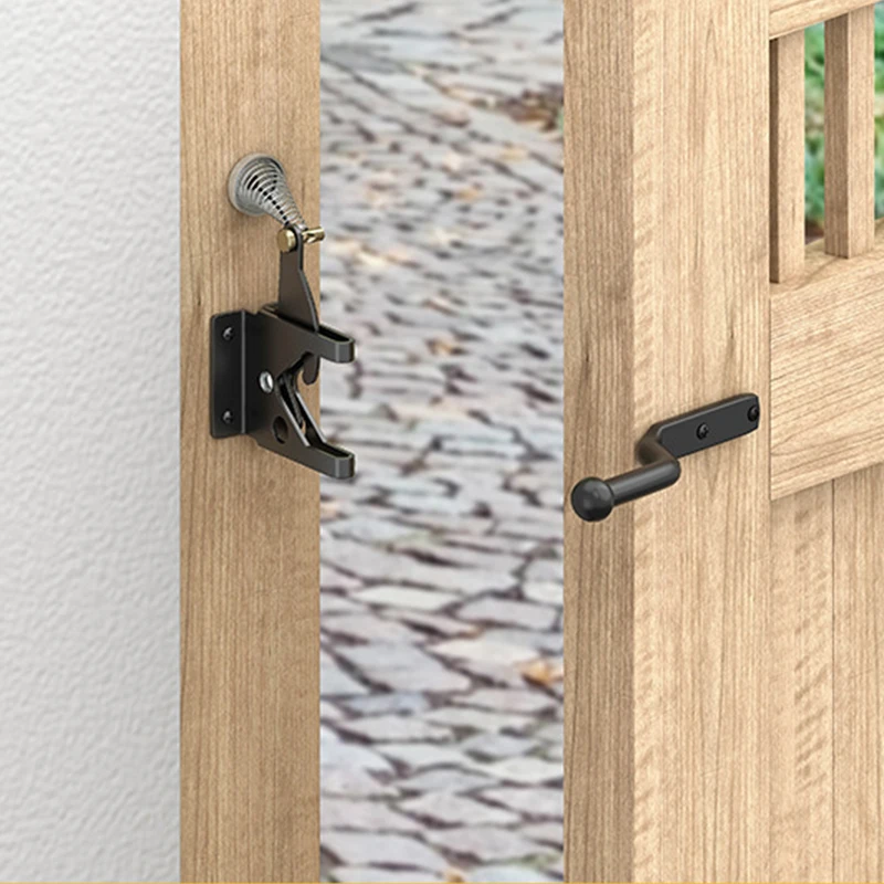 Heavy Duty Black Silver Door Latch Lock Self Locking Gate Catch Weather Protection Auto Door Latches Black Silver Lock door latch