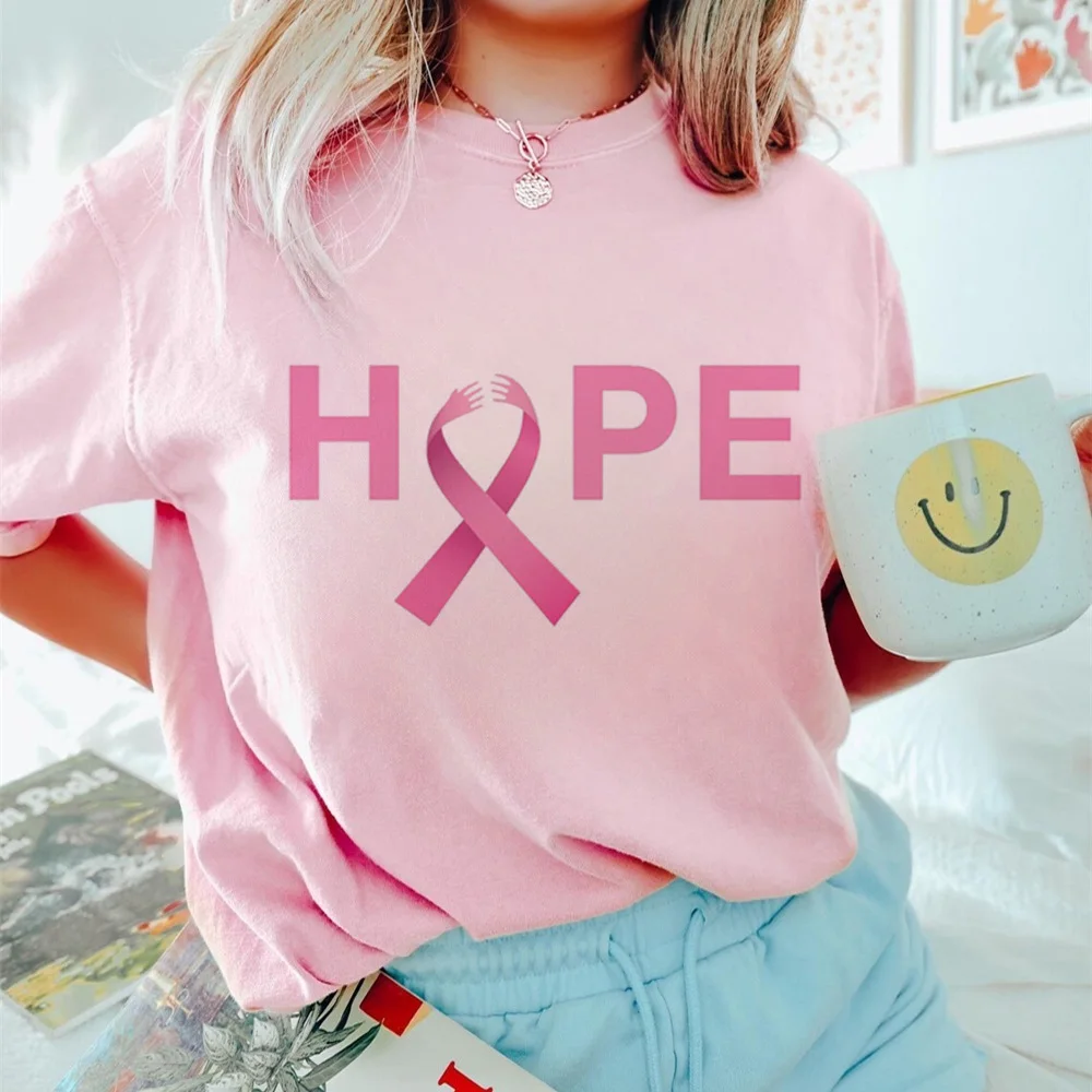 T-Shirt mit Aufdruck „Breast Cancer Awareness Fight“ von Octobre Rose, ästhetische Kleidung, Tops, Shirt, wir tragen rosa Awareness Ribbon – Detail 8