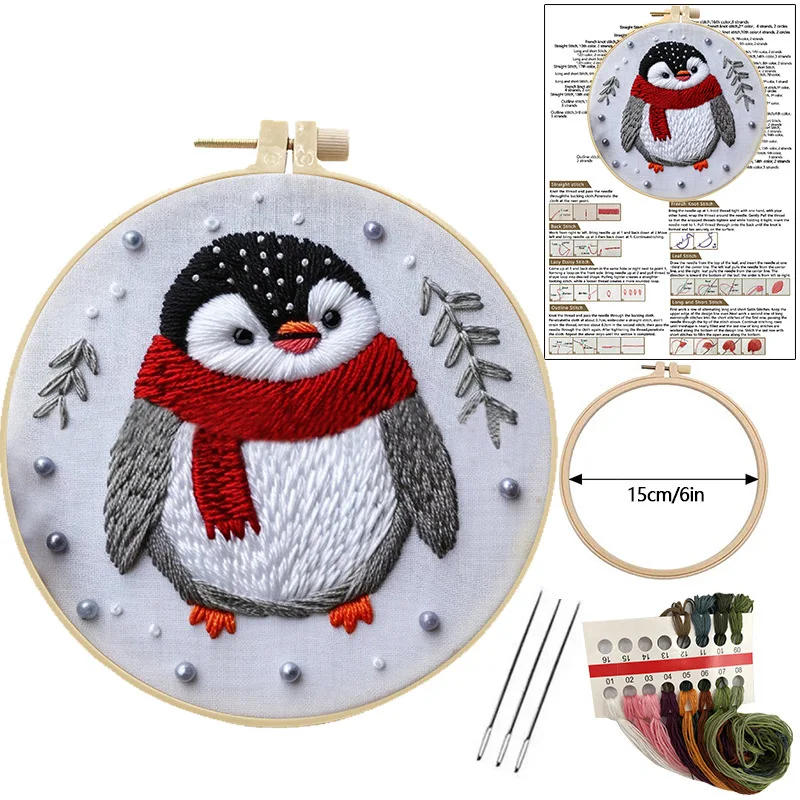 Christmas Embroidery Kit Gnome Santa Cross Stitch Kit with Instructions Floss Neddles Kit for Christmas Decor