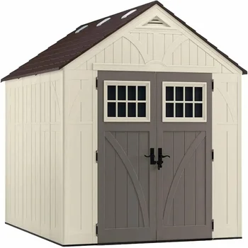Abri de rangement en résine robuste de 8'x10' pour un jardin ou une utilisation extérieure - Couleur sable 1