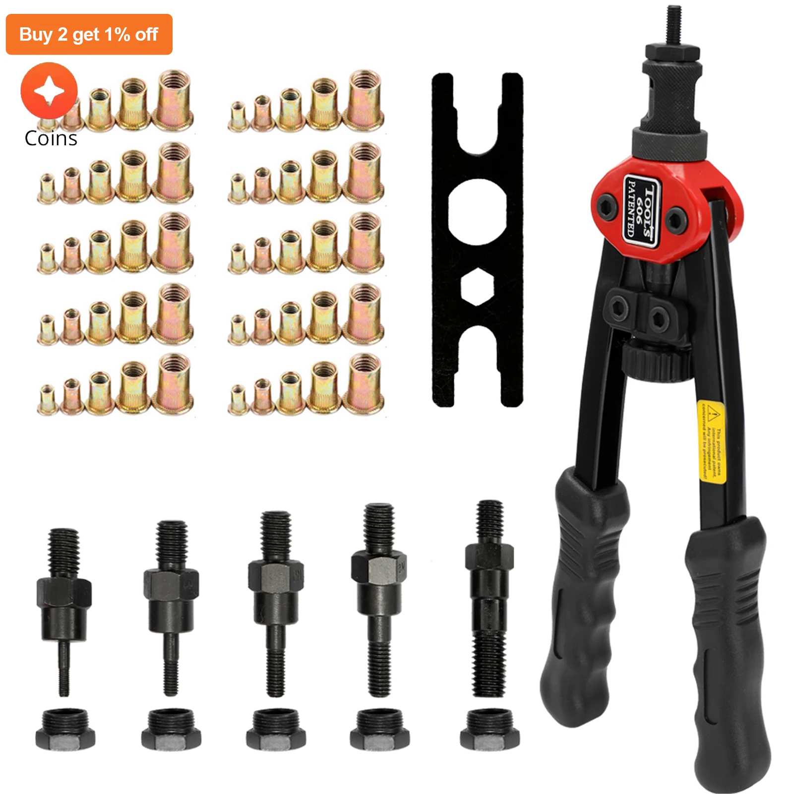Hand Threaded Rivet Nuts Guns Riveter Labor-saving Hand Riveter BT-606 Double Insert Manual Rivet Machine Riveting Tool with Nut