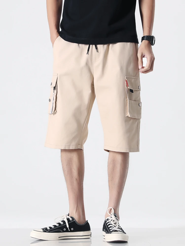 Summer Cargo Pants Short Breeches 2022 New Streetwear Multi-Pockets Solid Cotton Straight Casual Shorts Plus Size 6XL 7XL 8XL best men's casual shorts Casual Shorts
