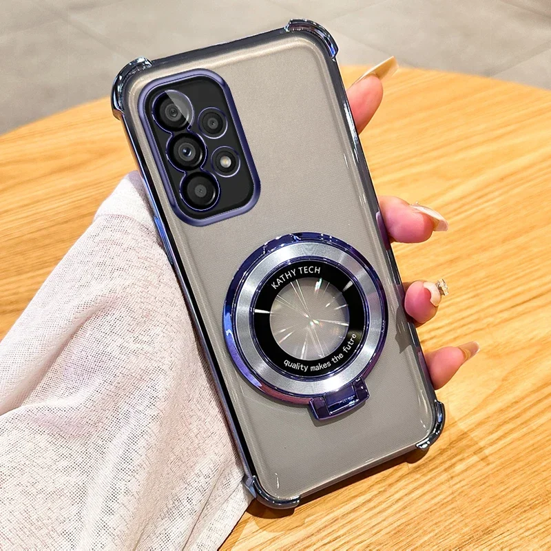 Premium Magnetic Holder Clear Phone Case with Plating Finish