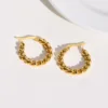 Circle Twisted Rope Hoops, Women's Huggie Earring, Stainless Steel Jewelry Waterproof 5