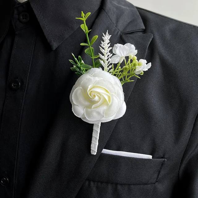 Flor Para Traje De Novio Rosas Rojas Artificiales Boutonniere Para