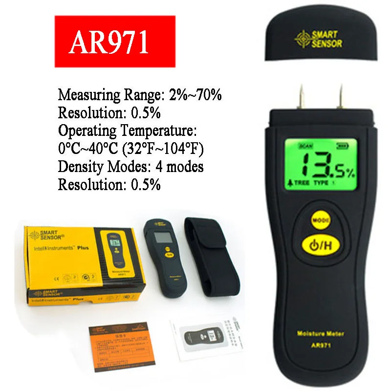 SMART SENSOR AR971 Digital Wood Moisture Meter Timber Moisture Meters Hygrometer