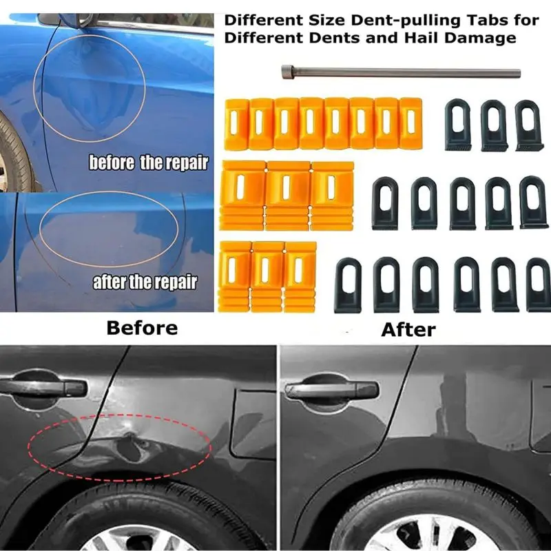 Dent Repair Pull Tabs Car Paintless Repair Tools Kit Pull Row Multi-Claw Hook Puller Tool Kit For Door Dent/Fender Pit