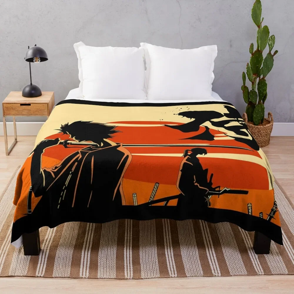 

Sunset Samurai Throw Blanket Beautifuls Decorative Sofa Luxury St christmas decoration Blankets