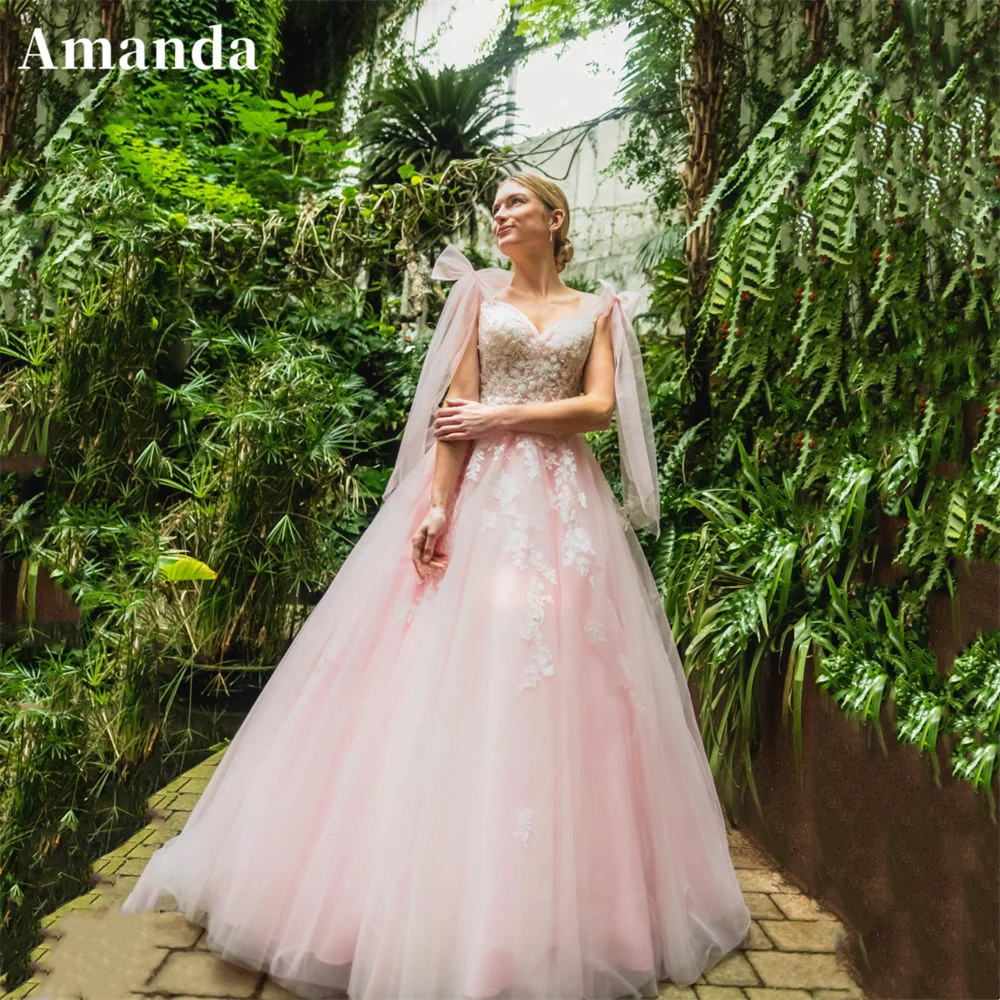

Amanda 2024 Princess Ball Gown Vestido De Novia Sweet Lace Embroidery Evening Dress Sweetheart Flower Tulle Prom Dress 2024