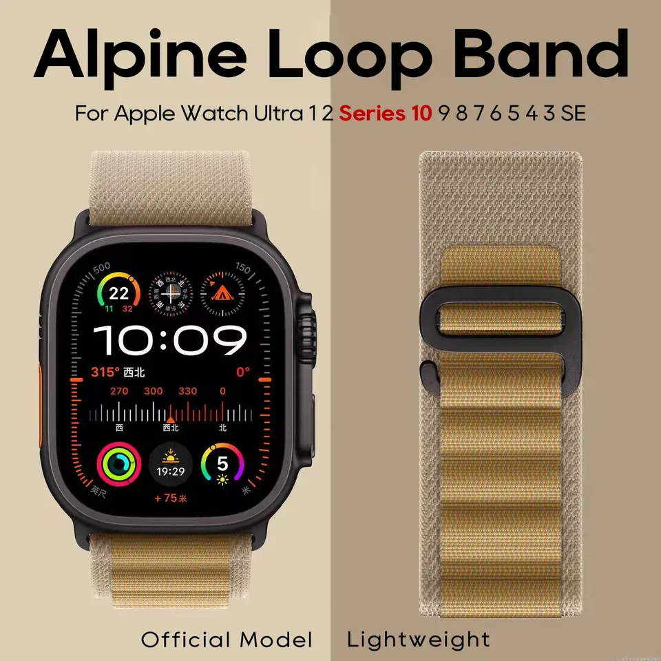 Alpine for Apple Watch 10 42/46mm Straps 44mm 40mm 45mm 41mm 38mm Correa Nylon Bracelet iWatch Series 7 6 3 5 Se 8 9 Ultra2 49mm