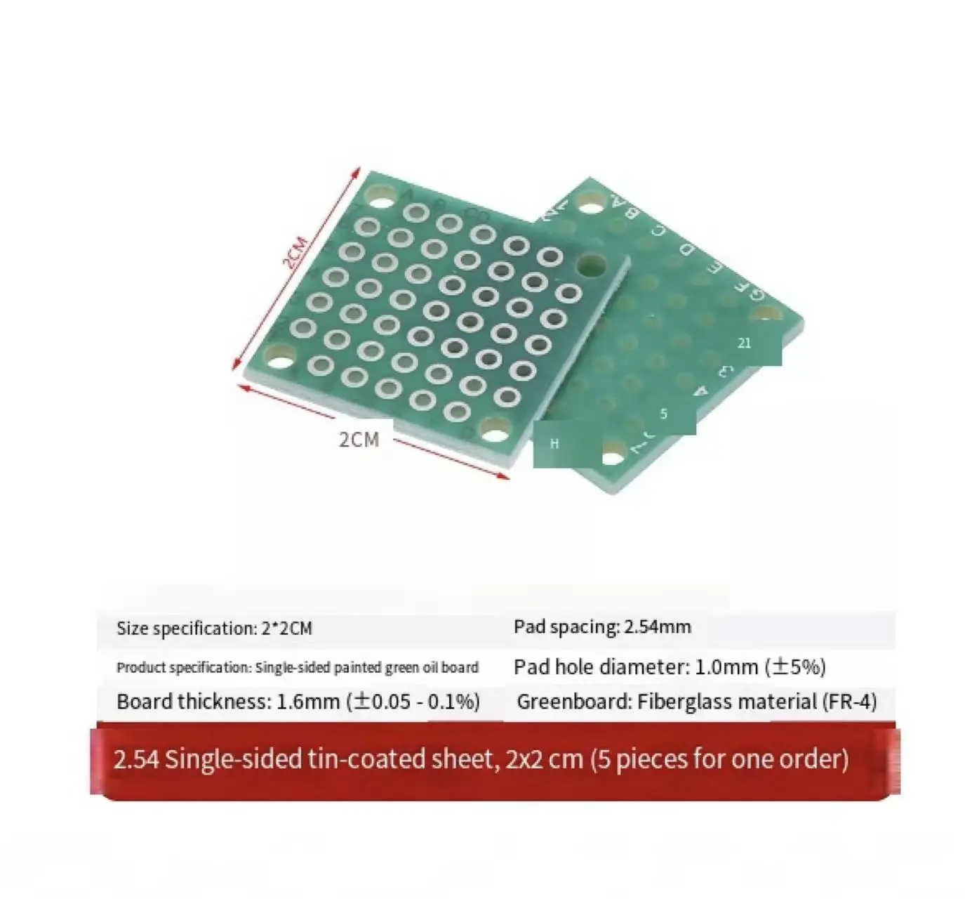 2.54mm PCB 단면 범용 보드, 주석 도금 홀 보드, 9*15cm, 2x8 라인 실험용 브레드보드