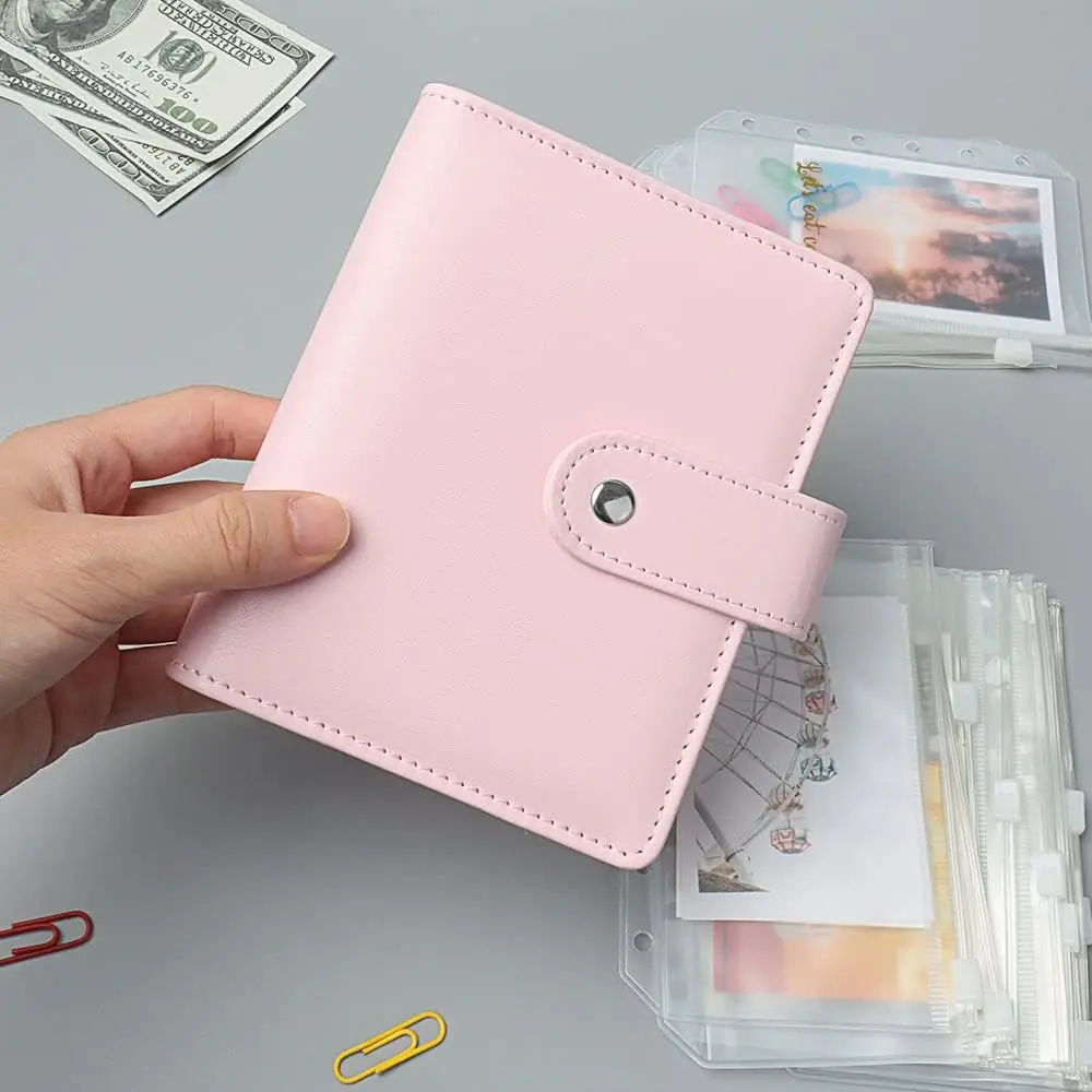 

Budget Binder Planner with 6 Pcs Cash Envelopes Colorful PU Leather Notebook Binder A7 Binder Pockets