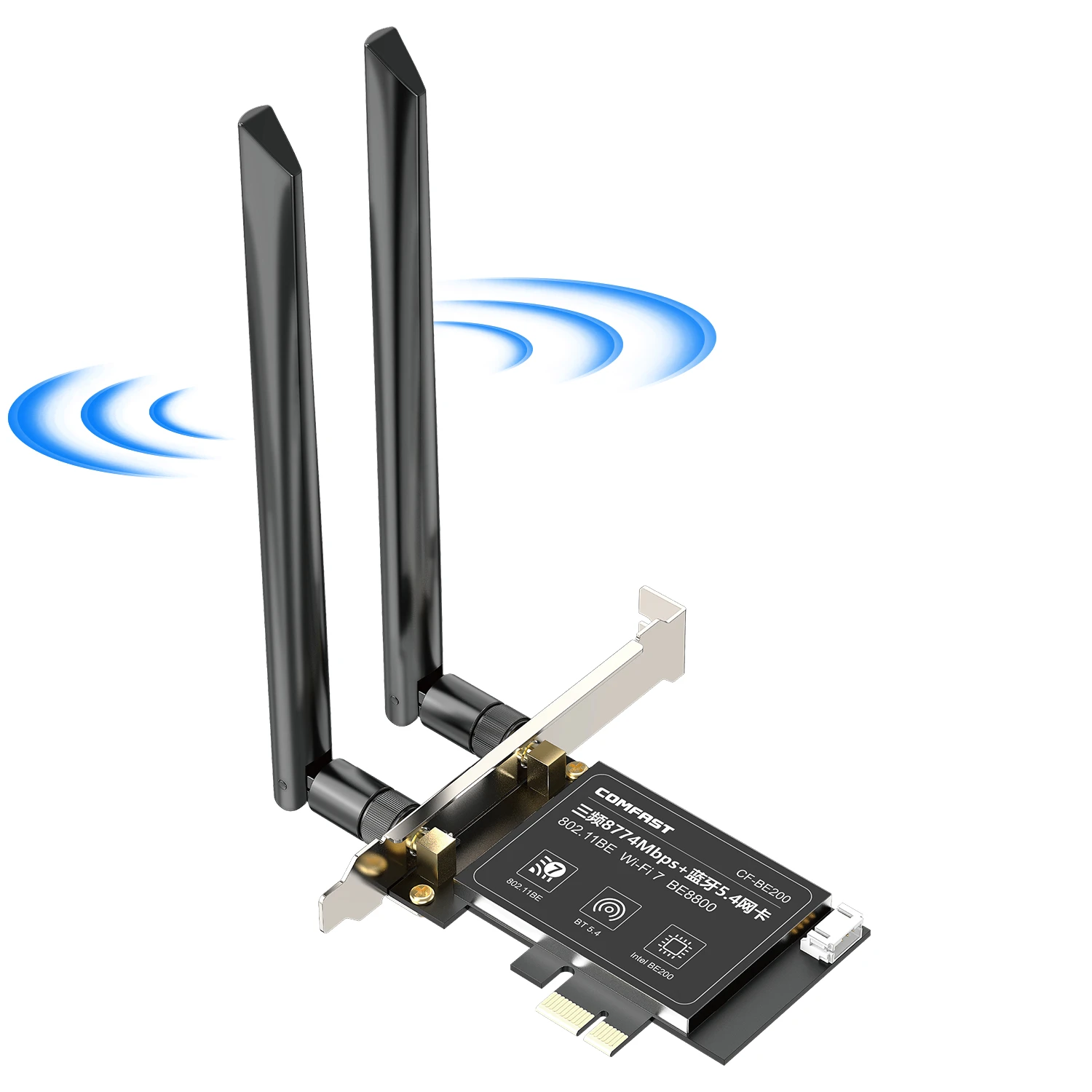 Adaptador sem Fio Be200 Pci-e 8774m Wifi Cartão Pcie Bluetooth 5.4 6ghz Be200ngw 802.11be pc Antena Portátil para Windows 10 11 Linux - Imagem 4