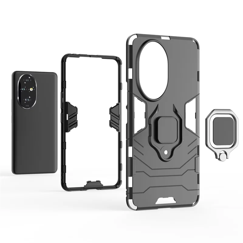 Luxury Shockproof Armor Phone Case with Magnetic Ring Holder Stand and Back Cover