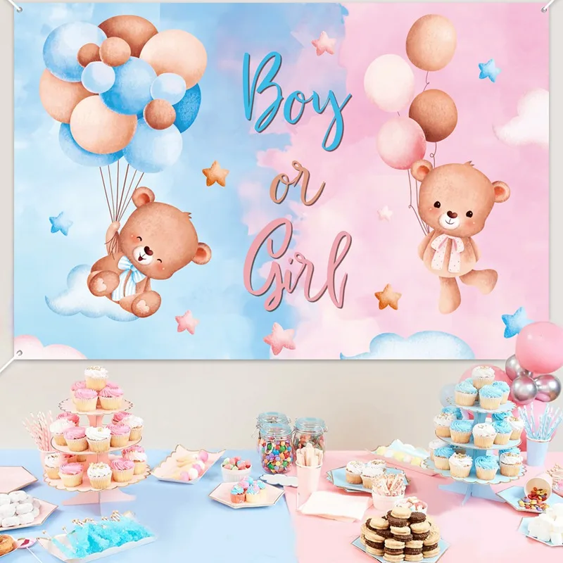 Description Picture 3 of itemGender Reveal Backdrop Photocall Ggender Reveal Party Banner Background Happpy Birthday Pary Decor Kids Boy Girl Baby Shower