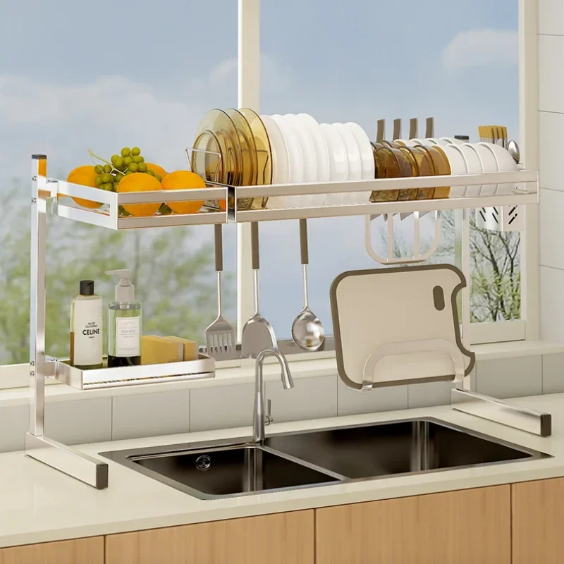 Organizzatore per lavello da cucina, acciaio inossidabile, accessori da cucina con vassoio di scarico e portasciugamani | Leroy Merlin