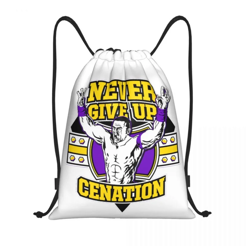 

WWE John Cena Drawstring Backpack Women Men Gym Sport Sackpack Foldable Never Give Up Shopping Bag Sack