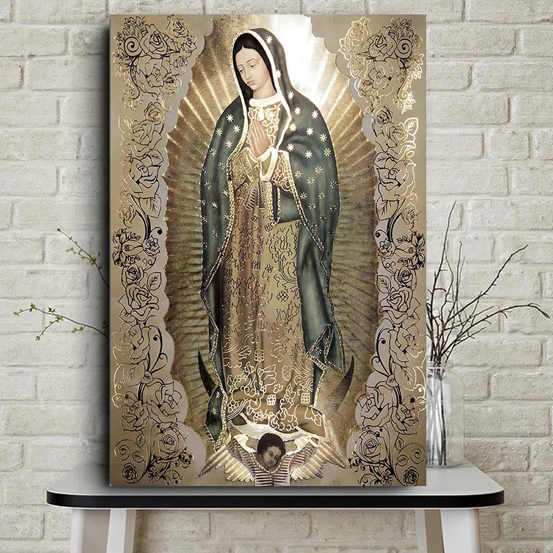 The Virgin of Guadalupe Poster Retro Lady of Guadalupe Wall Art Canvas