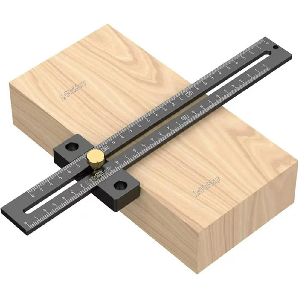 

Woodworking T type Hole Ruler Aluminum Alloy Fine Adjustment T-shaped Ruler Multifunctional Marking Device Marking Carpenter DIY