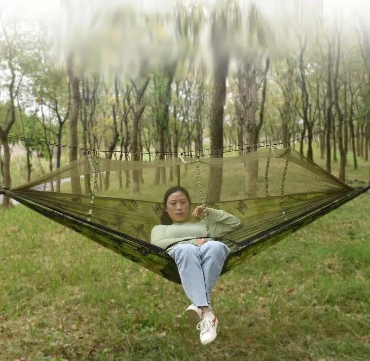 

Outdoor Camping Hammock Anti-rollover Swing With Binding Ropes For Patio Porch Garden Backyard