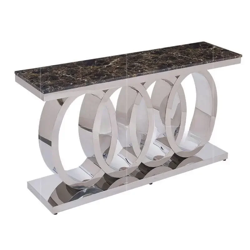 Modern Living Room furniture corner console tables hallway Mirrored stainless steel marble console tables