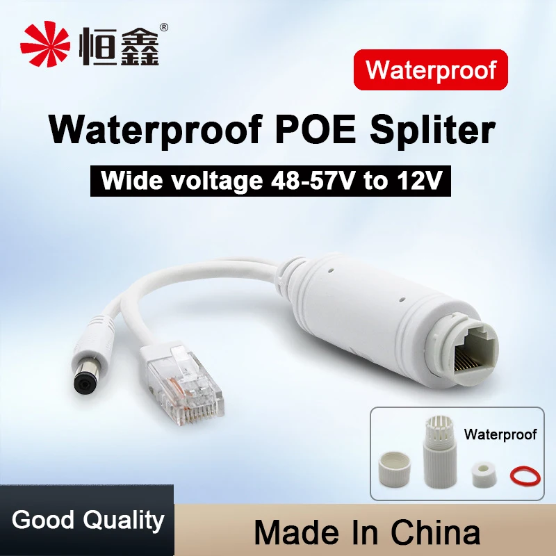48V Ke 12V POE Spliter Waterprrof dengan Video dan Power Adapter