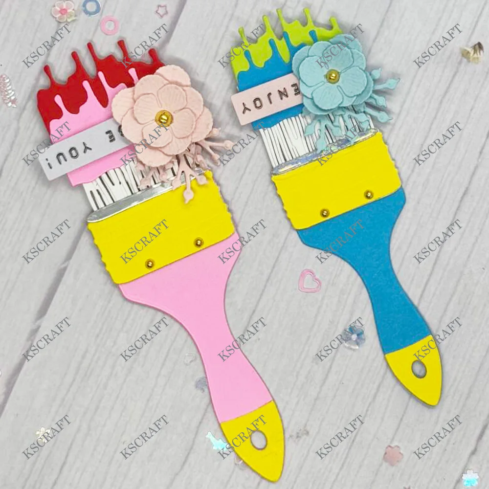 Floral Paint Brush Cutting Dies for Creative Scrapbooking and Decorative Embossing