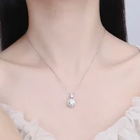 NeeTim – collier Moissanite 2 carats pour femmes, argent Sterling 100% S925 avec plaqué or blanc, bijoux en diamant de laboratoire, pendentif de mariage 5