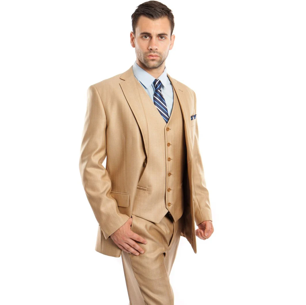 

Champagne Blazer Fashion Men Suits Single Breasted Notched Lapel Elegant Formal 3 Piece (Jacket Pants Vest) Wedding Slim Fit