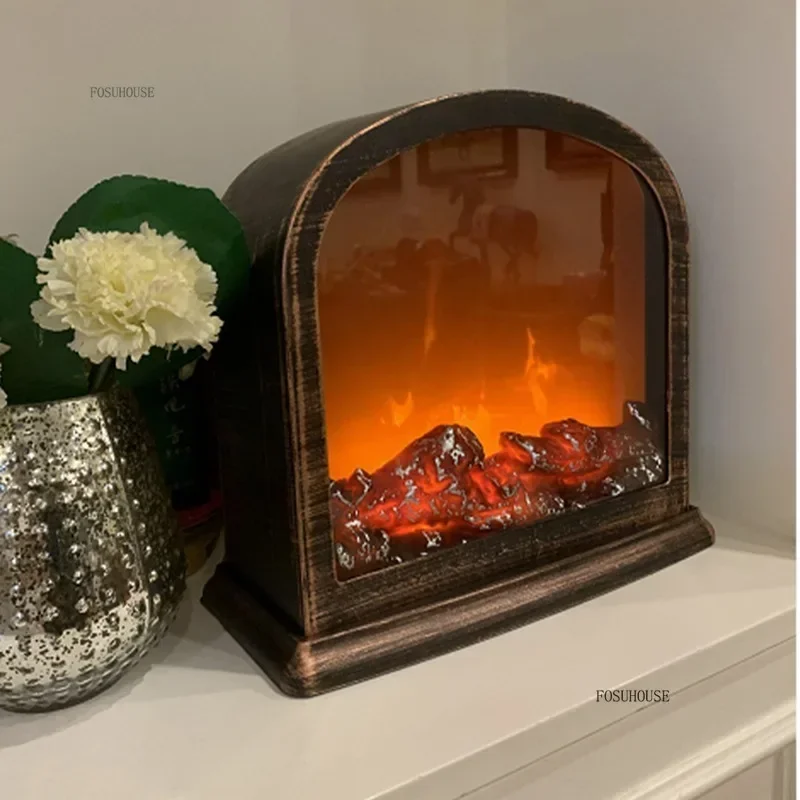 Nordic Simulation Electric Fireplaces Decoration Indoor Fake Stove Modern Home Decoration Room Ornaments Flame Atmosphere Lamp C