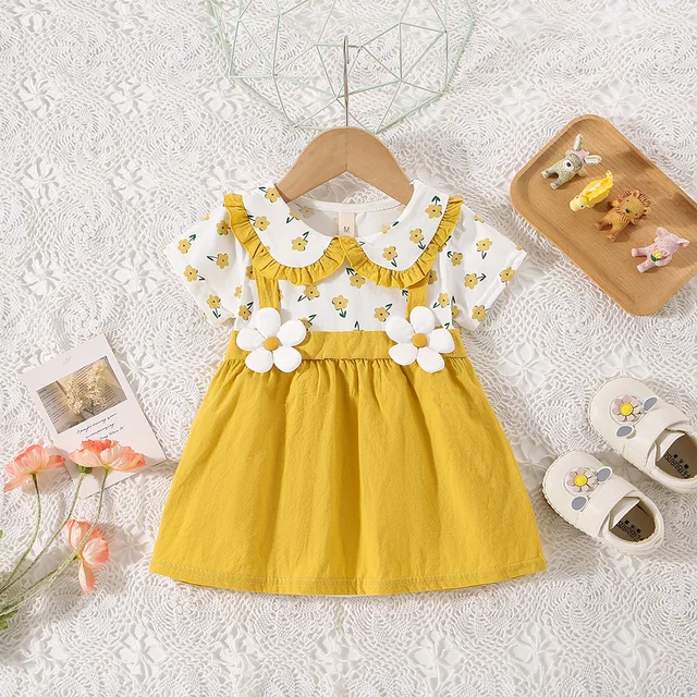 Robe été Bébé Fille 2 Ans - Sans Manches, Dos Nu, Avec Nœud Et Chapeau De Paille, Tenue Fête Anniversaire - 2