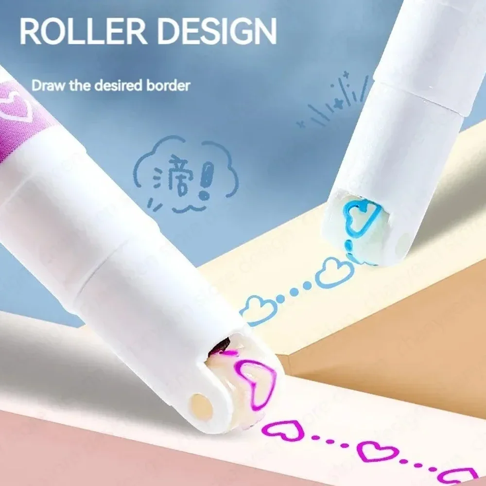 Kawaii Flower Line Shape Highlighter Pen Roller Tip Curve Liner Marker 6Pcs/Set