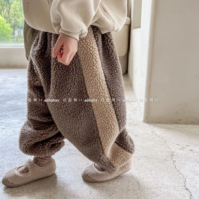 Children's Warm Winter Pants Kids Loose Fleece Lined Clothing Baby Warmers  Fashion Toddler Girl Boy Toddler Thick Plush Trousers - AliExpress