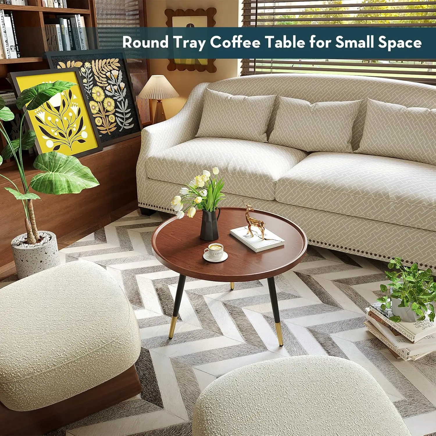 Round coffee table, farmhouse living room, central table, family office, medieval style sofa table 4