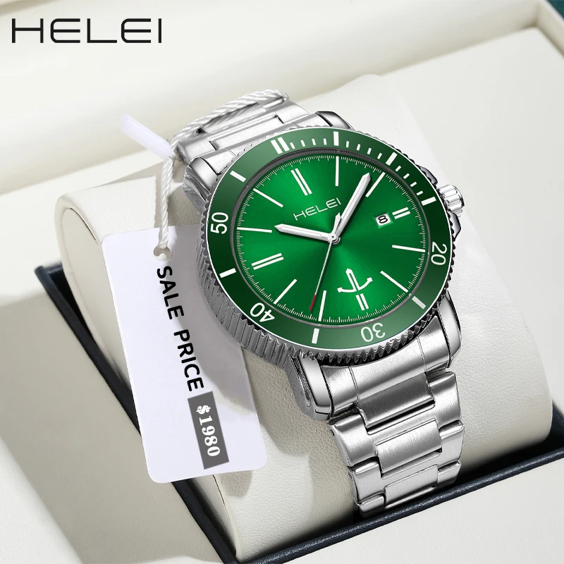 HELEI Hot Model 2024 Helmsman Series Popular Light Luxury Multifunctional Quartz Movement Men's Quartz Watch Men's Watches kidami 1 32 alloy car bugatti chiron sound light diecast model collection pull back car model kids toy car машинки для мальчиков