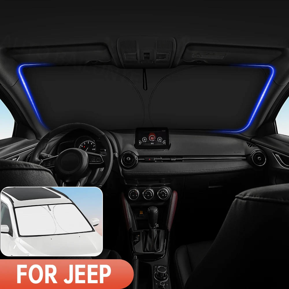 Für Jeep Compass Auto Windschutzscheibe Sonnenschutz Abdeckung Frontscheibe Sonnenschutz Visier Auto Innen UV Schutz