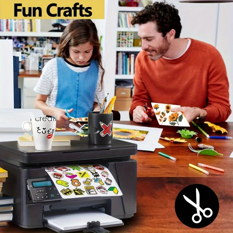 50 sheets Printing paper & A4 size stickers, suitable for laser printers and inkjet printers, self-adhesive printing paper