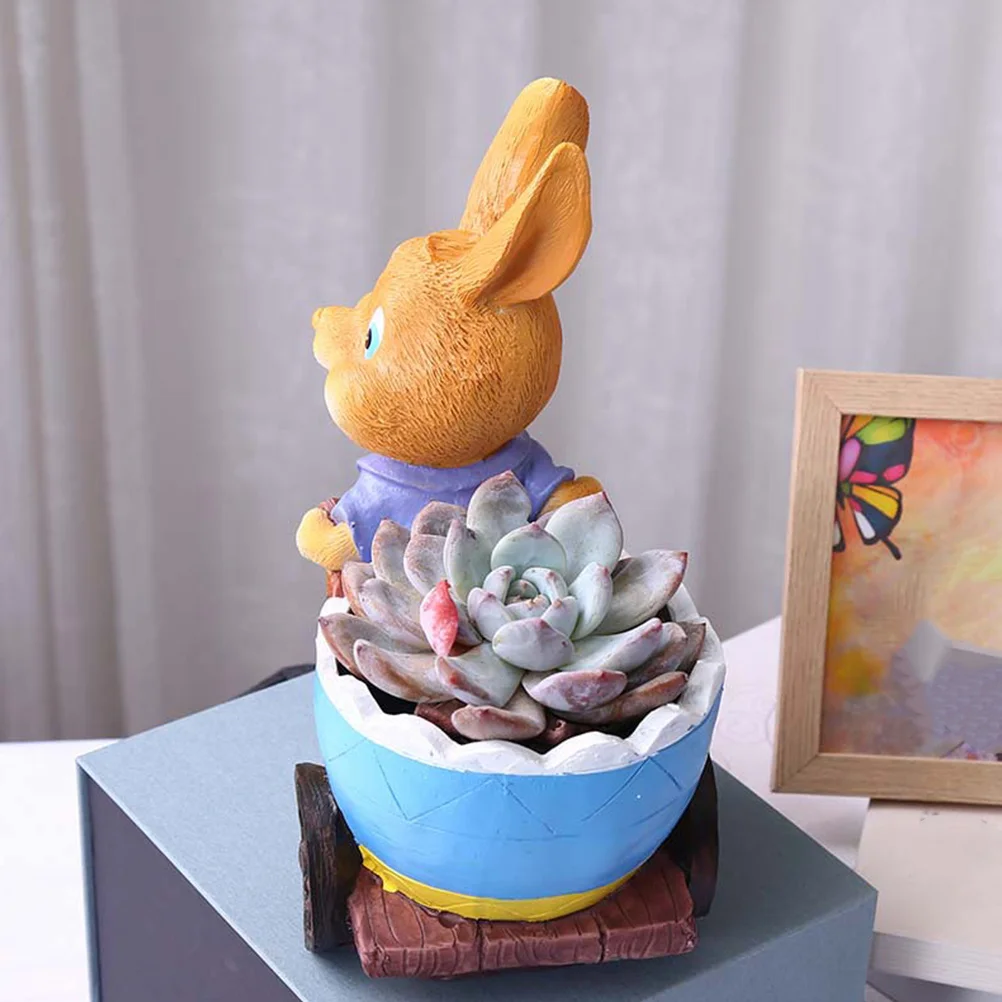 

Rabbit Pot Resin Cactus Planter Pots Bonsai Cartoon Flower Home Holder