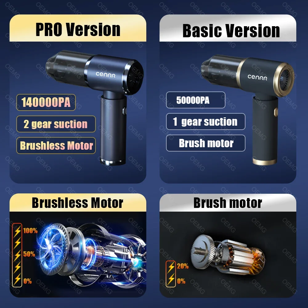 Wireless Vacuum Cleaner 140000PA Car Vacuum Cleaner Strong Suction Cordless Dual-Purpose Handheld Mini Blower