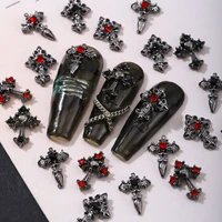 10pcs/pack Punk style three-dimensional cross personalized nail art alloy decoration, Halloween dark style cross DIY decoration 1