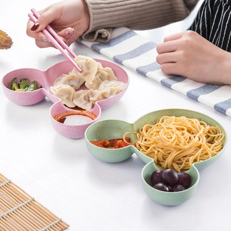 Kid Cartoon Mouse Mickey Bowl Plates Lunch Box Kid Baby Kids Infant Rice Food Bowl Plastic Dinnerware plastic dinnerware