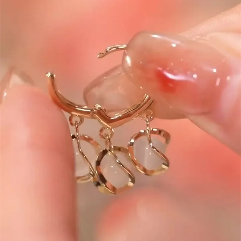 S925 Silver Needle Three Cat's Eye Ear Buckle Earrings Women's New All-matching Temperament Earrings Jewelry Gifts