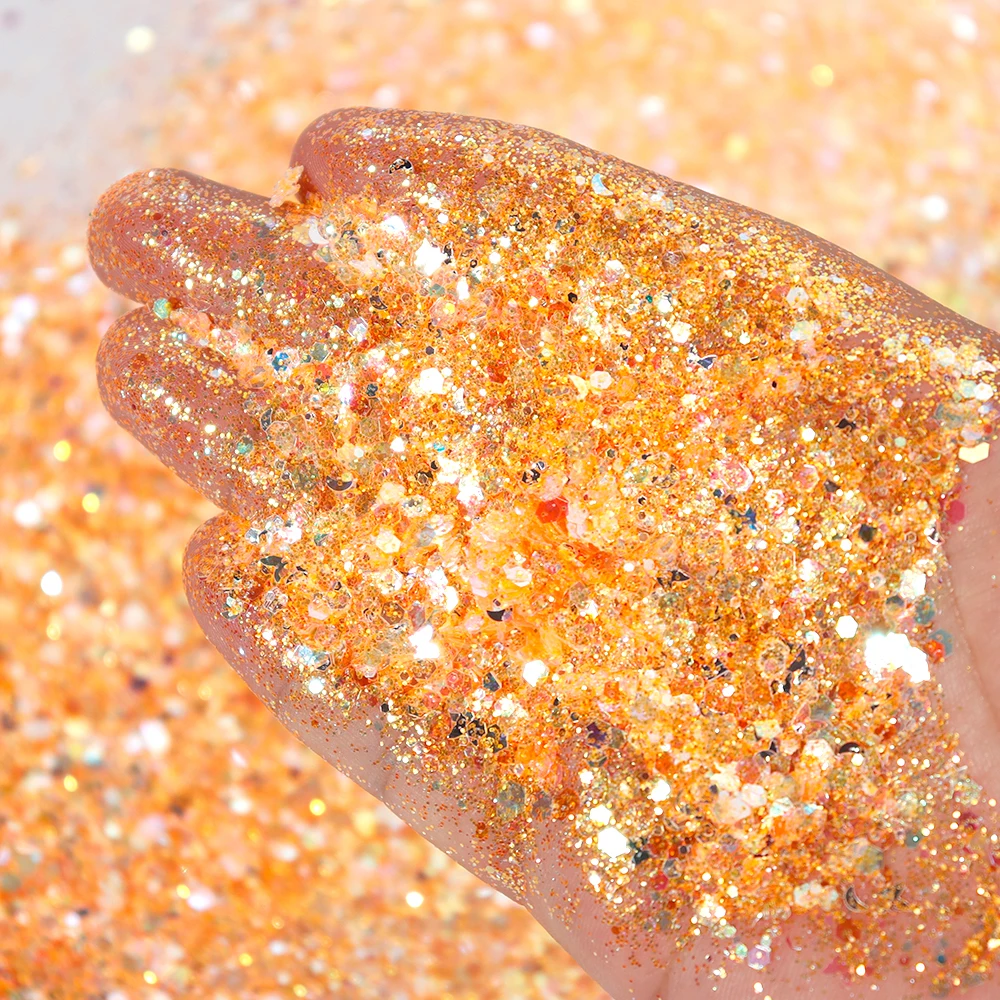 

50g/Bag Chunky Nail Art Glitter 3D Holographic Opal Glitter Flakes Mix Hexagon Sparkly DIY Manicure Nail Sequins Accessories