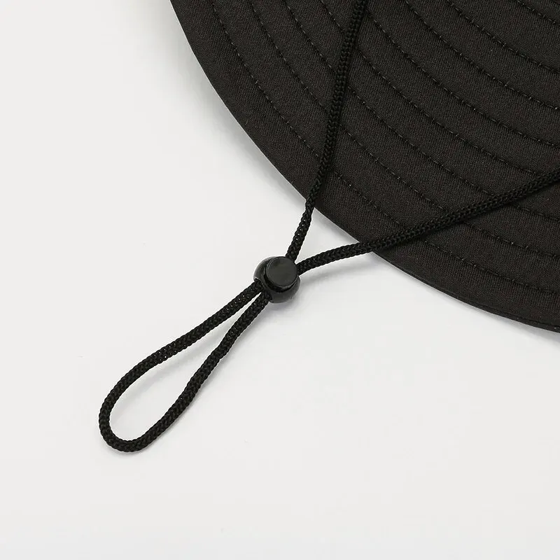 Spring Summer Bucket Hats Men's Solid Color Big Brim Sun Hat Women's Folding Fishing Mountaineering Outdoor