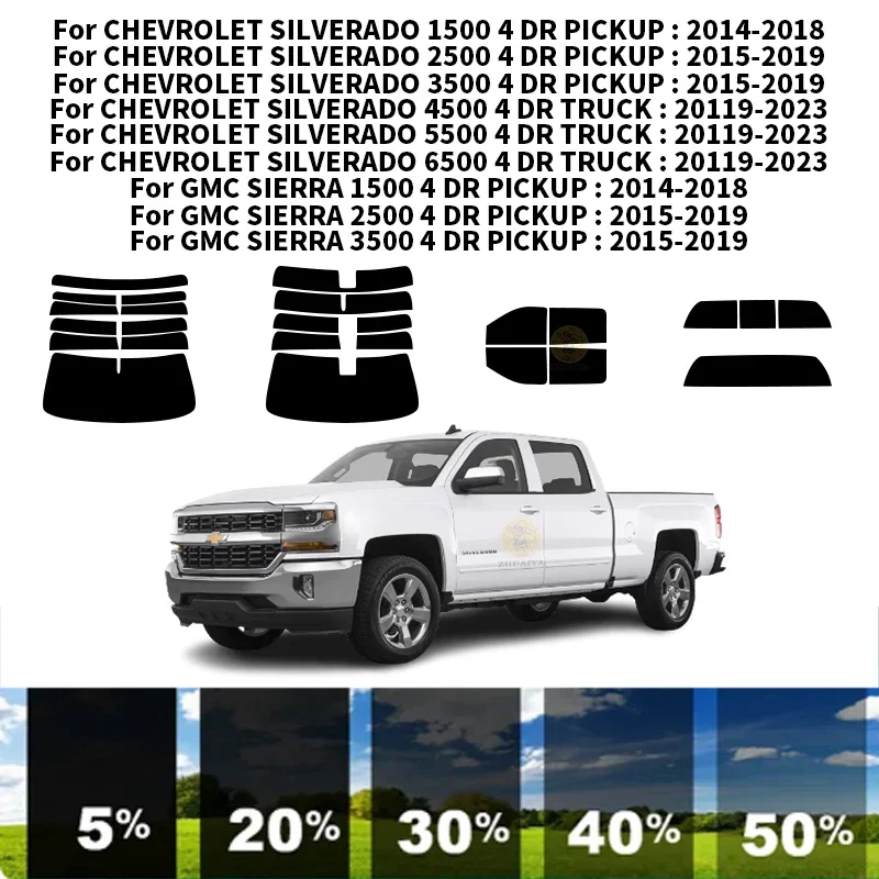 

Precut nanoceramics car UV Window Tint Kit Automotive Window Film For CHEVROLET SILVERADO 1500 4 DR PICKUP 2014-2018