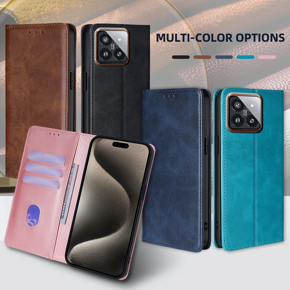 Premium Business Leather Flip Wallet Phone Case with Magnetic Stand Feature