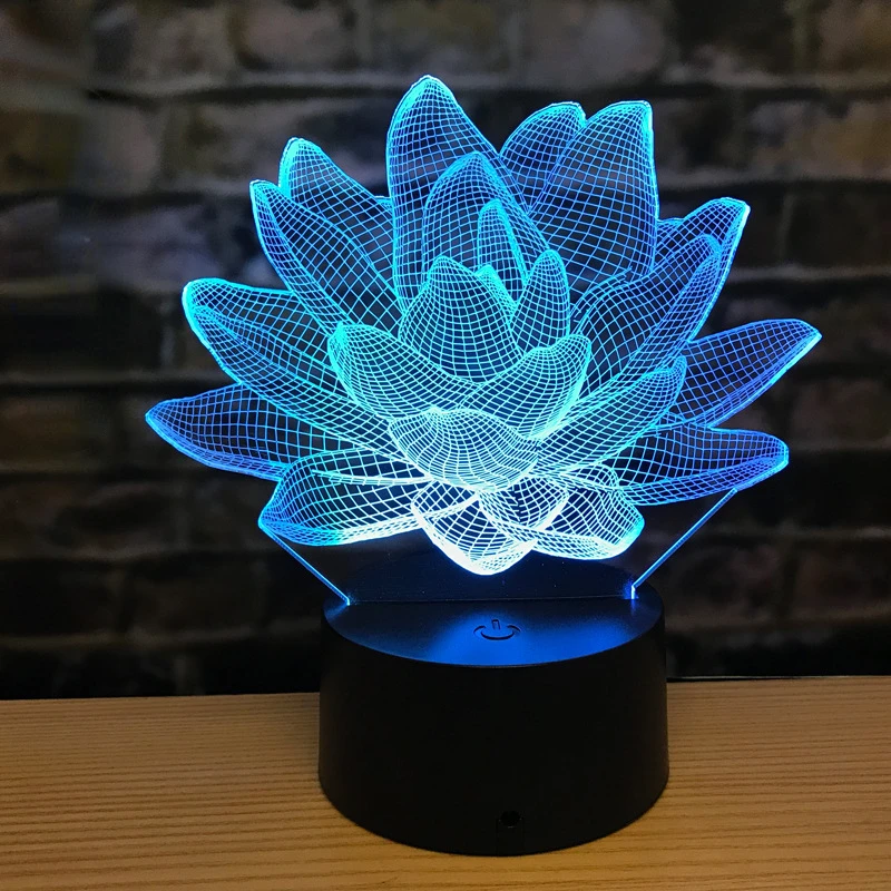 3D Lotus Nachtlicht - 16 Farben, Fernbedienung, Touch-Bedienung, USB-Betrieb